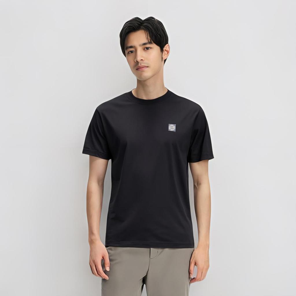 STONE ISLAND Logo Micro Round Neck Short Sleeve T-Shirt Men Tops Black 741523757-V0029