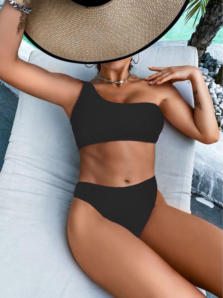 Seksowne Bikini Jednoramienne Wysokiej Klasy Europejskie i Amerykańskie - Jednokolorowe