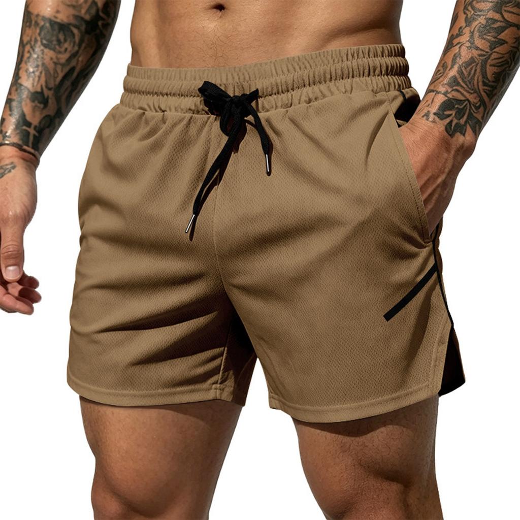 Men Mesh Quick Dry Breathable Athletic Shorts Lightweight Sports Shorts with Drawstring Elastic Waistband Zipper Pocket