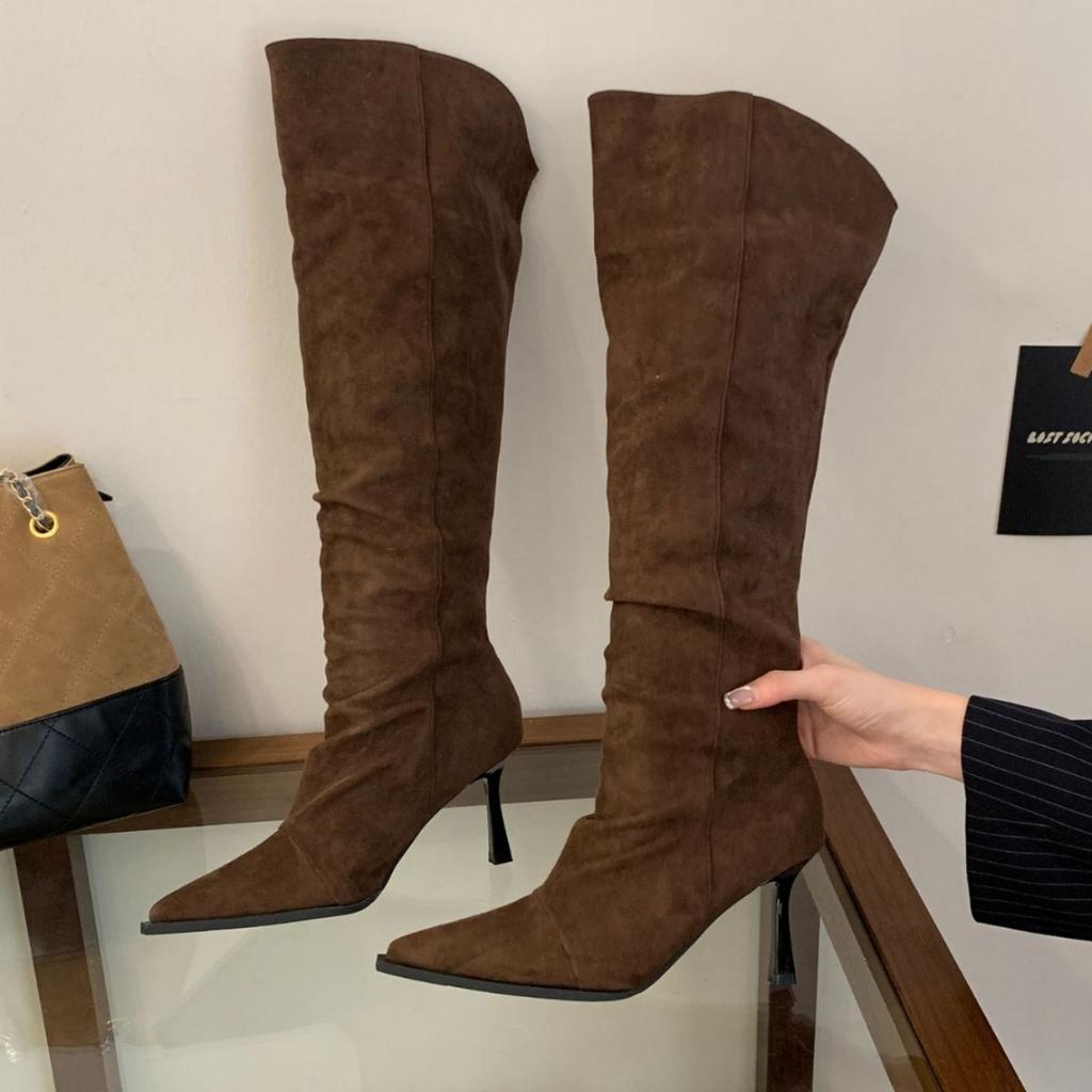 High-heeled French Pointed-toed Over-the-knee Boots Women's Boots, New In Autumn and Winter 2025, Two-wear Tall Stacking Boots