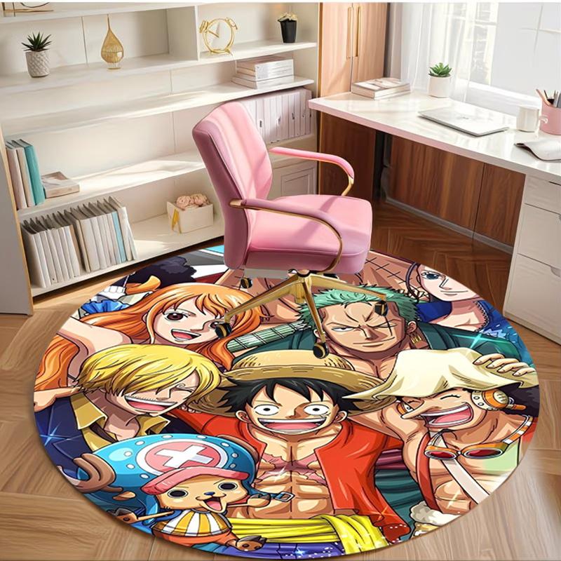 One Piece Print Round Rug, Washable Floor Carpet, For Entryway Dorm Laundry Room Office Study, Home Decor Birthday Christmas Gift