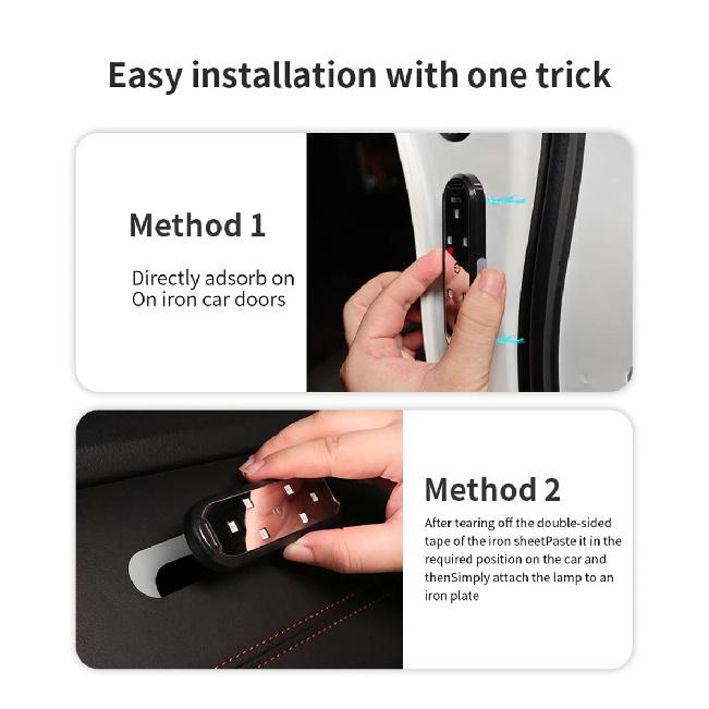 4PCS Magnetic Led Interior Car Wireless Adhesive LED Light Neon Car Door Lights LED Welcome Light Anti-collision Strobe Lights