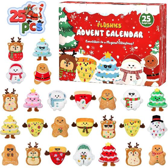 Emotional Plush Advent Calendar 2025 for Kids or Teens, with 25 PCS Mini Collectible Plushies, Stocking Stuffers, Unique Christmas Gift for for Kids,