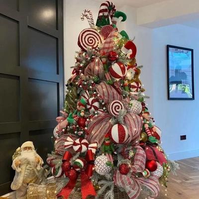 Shiny Christmas Decoration Mesh Ribbon 26cm Colorful Christmas Flower Wreath Mesh Handmade Flexible Christmas Wrapping Ribbon