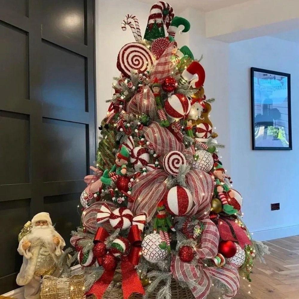 DIY Craft Christmas Decoration Mesh Ribbon Christmas Flower Wreath Mesh  Christmas Tree Decoration