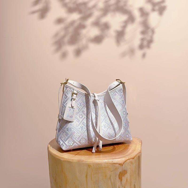 

Esnsy Non-Heritage Strong Brocade Dragon Beard Bag Tote Bag Women 2025 New Niche Light Luxury High-Grade Shoulder Underarm Bag Large Zhuang Brocade Purple