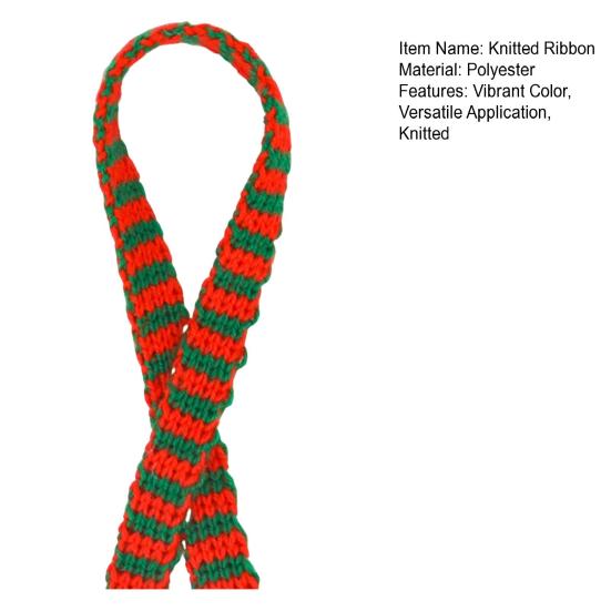 Christmas Knitted Ribbon 9.8Ft DIY Yarn Knit Ribbon Doll Scarf Dual Color Stripe Ribbon Fabric Ribbon for Gift Wrapping Christmas Tree Decor