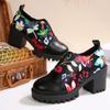 Fashion Spring and Autumn Women High Heel Pumps Trend Casual Heels Female Flower Fashion Leather Women Shoes 2025 Autumn New High Heels
