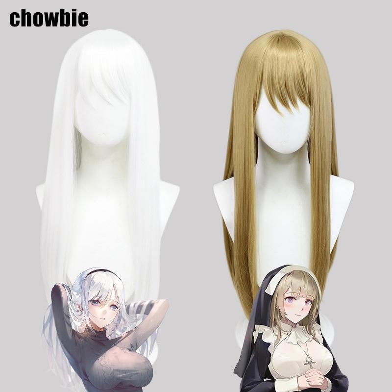 Long White Chowbie Nun Cosplay Wig For Halloween And Carnival Props