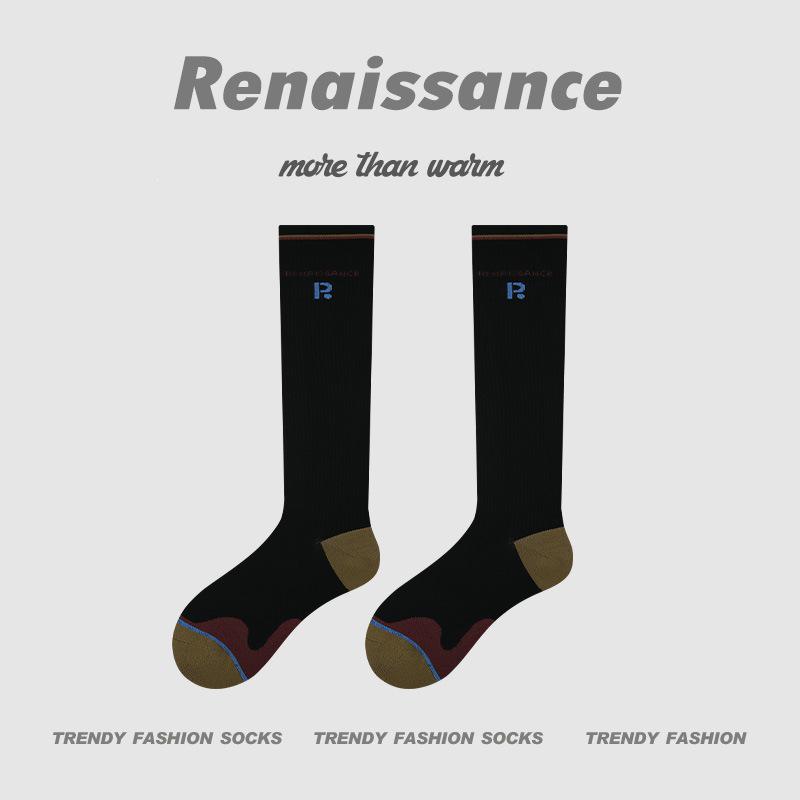 Renaissance Vibrant Orange Low-Pressure Yoga & Fitness Mid-Calf Socks