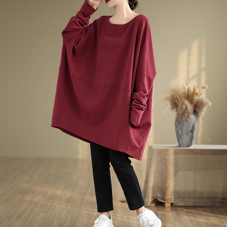 DIMANAF 2024 Pullover Long Plus Size Autumn Big T-shirt Women Super Full Sleeve Loose White Bat T-shirt