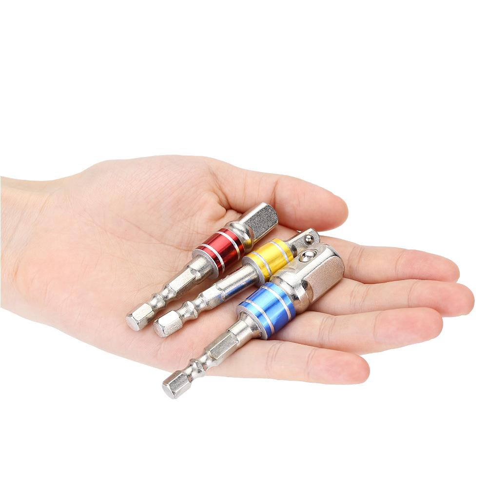 3Pcs Socket Adapters, Drill Nut Driver Extension   Set with   Bearing Head, for 1Celsius4in 3Celsius8in 1Celsius2in Hex Shank Electric Drill