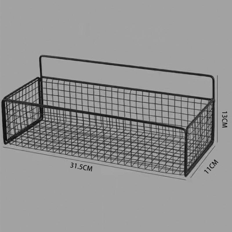No Drill Wall Mounted Metal Wire Storage Baskets, Adhesive Bathroom Organizer Basket for Shower Toilet Cosmetic Sundries