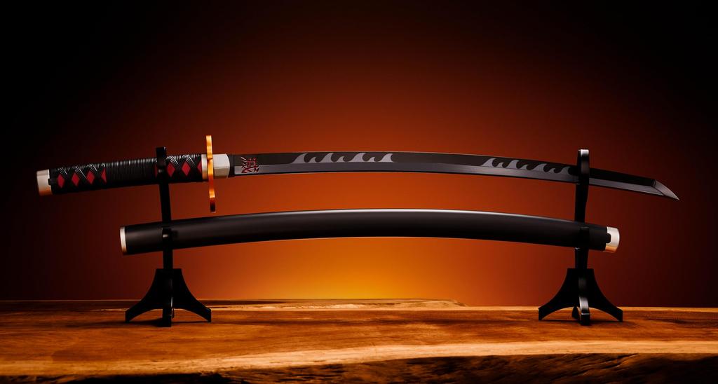 TAMASHII NATIONS PROPLICA Demon Kimetsu no Yaiba Nichirin Sword Kyojuro Rengoku Tsuba 880mm ABS Diecast Painted Complete Figure Slayer (Tanjiro