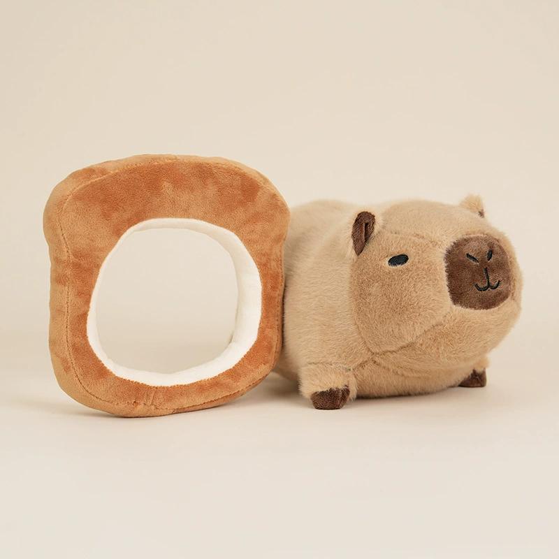 Cute Capybara Plush Toy Kawaii Flower/Toast Capibara Stuffed Fluffy Doll Detachable Decor Animals Toys Birthday Gift Bed Partner