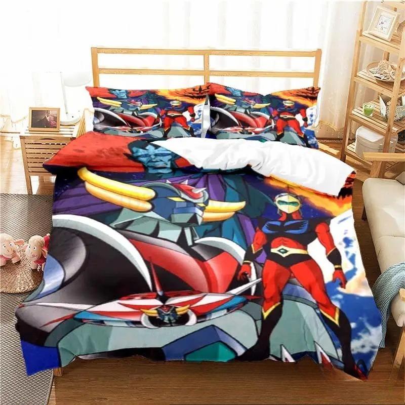 

3D Print Goldorak Grendizer UFO Robot Bedding Set Double Twin King Duvet Cover Comforter Pillowcase Boys Girls Adults Bedroom 180x210cm 3pcs