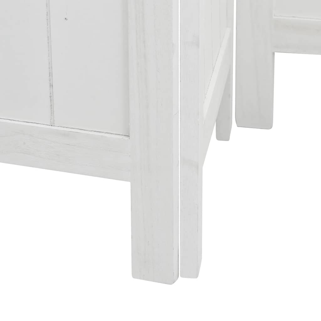 Vidaxl Room Divider, 6-Panel, White, Solid Paulownia Wood