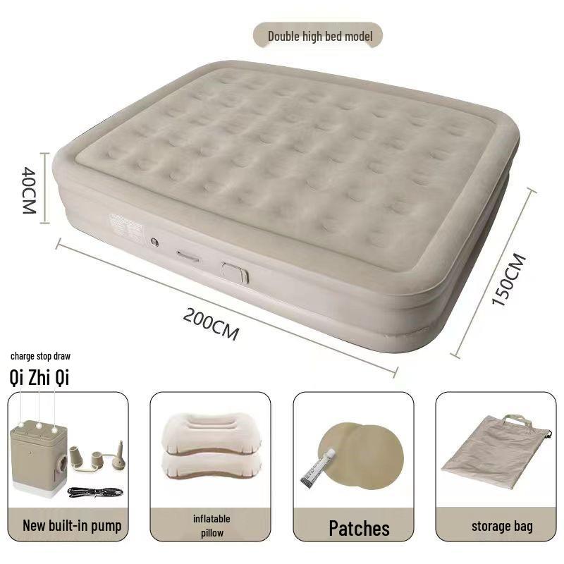 Portable Outdoor Inflatable Air Mattress - Single/Double Camping Bed