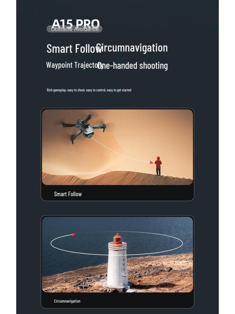 A15 Pro Folding Drone with Obstacle Avoidance and Remote Control