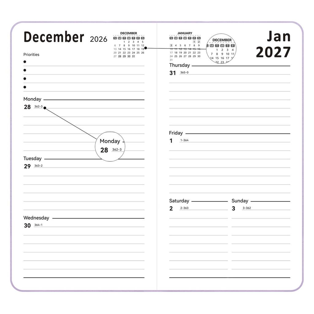 24K Mid-Year Weekly Planner 2026-2027: Cross-Border Schedule Book with Simple Band