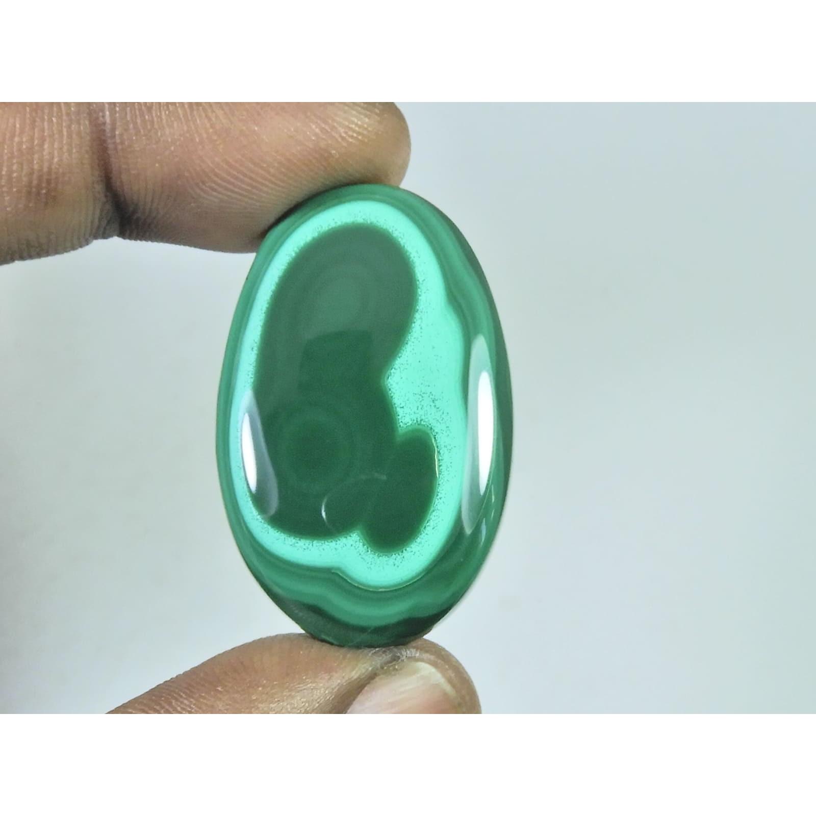 

66Cts. Natural Green Malachite Oval Shape Cabochon Loose Gemstone 24X38X05MM D-349