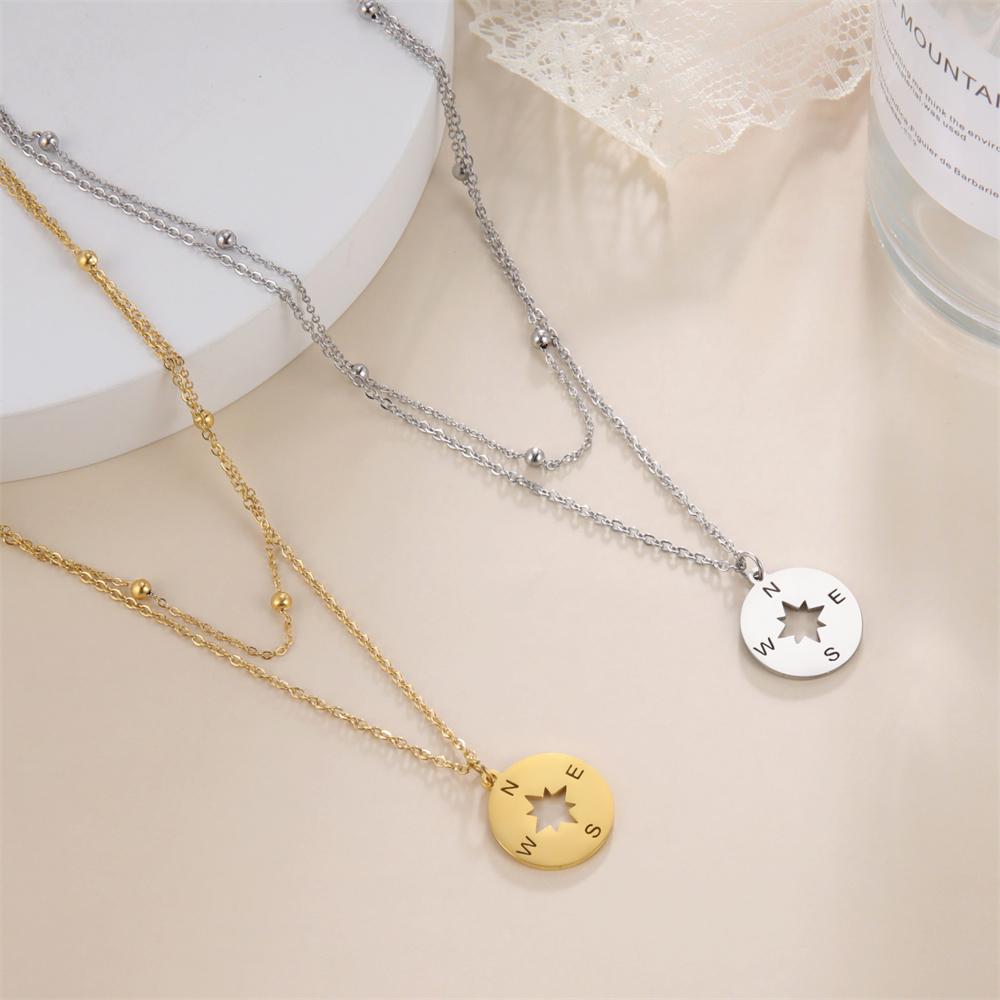 Cazador Round Compass Pendant Necklace Gold Color Stainless Steel Necklaces for Women Men Jewelry 2026 Birthday Gift Wholesale