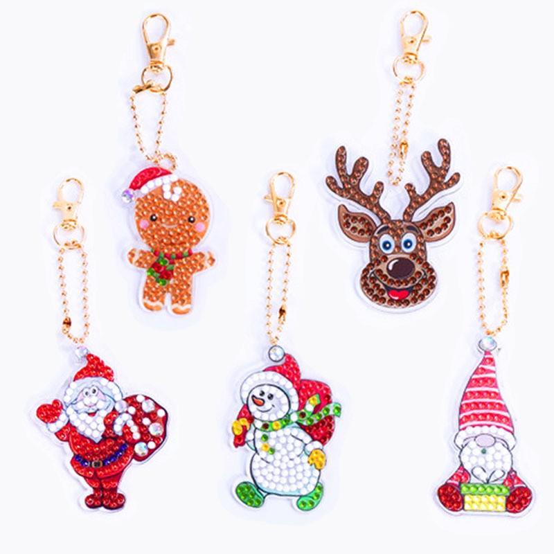 New Diy Diamond Painting Keychain Handmade Acrylic Pendant Jewelry Christmas Single-Sided Diamond Decoration Diamond Painting