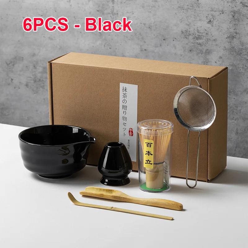 4 5 6 PCS Bamboo Matcha Whisk Set Ceramic Tea Bowl Traditional Japanese Tea Making Tools Home Kitchen Accessories Gift