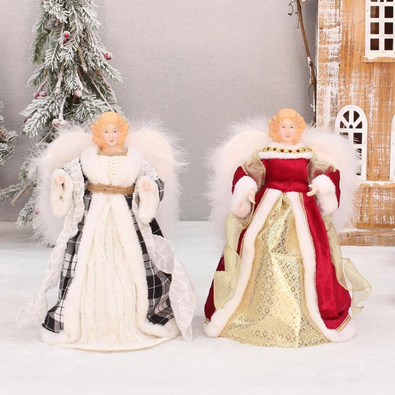 Angel Christmas Tree Topper Delicate Elegant Christmas Angel Topper With White Feather Wings 7.08in Angel Treetop Figurine