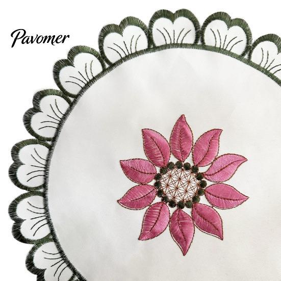 Retro Sunflower Lace Coasters Flower Shaped Placemat with Embroidered Pattern, Pastoral Style for Dining Table, Exquisite Table Covers Heat Resistant