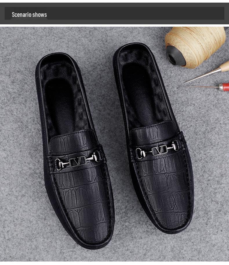 Men's Summer Slip-On Leather Loafers: Casual British-Style Large and Small Sizes