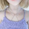 Trendy Bowknot Clavicle Chain Necklace Exquisite Beads Necklace Party Neck Jewelry Glaze Material Gift for Fashion Lover