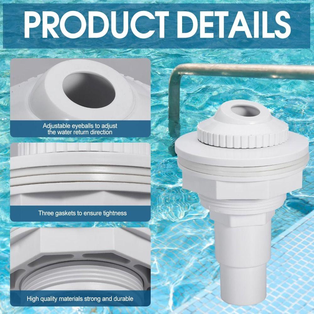 White Return Jet Fitting Adjustable Above Ground Pool Complete Inlet Return Fitting SP1023