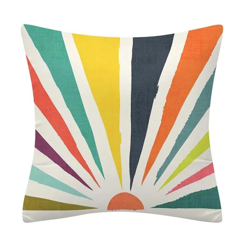 Color Geometric Crayon Painting Series Pattern Cushion Cover Decoration Chair Sofa Pillow Cover Home Decoration Pillow Cover
