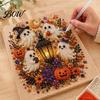 Autumn Atmosphere Wall Decor Halloween Faux Pearl Art DIY Kit, Spooky Cute 3D Beads Painting Crafts, Resin Bead Mosaic Gothic Ghost Pumpkin
