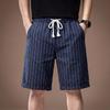 Hochwertige amerikanische Leinen atmungsaktive gestreifte lockere lässige Shorts Herren Sommer dünne Baumwolle und Leinen hautfreundlich trendige Fünf-Punkt-Hosen
