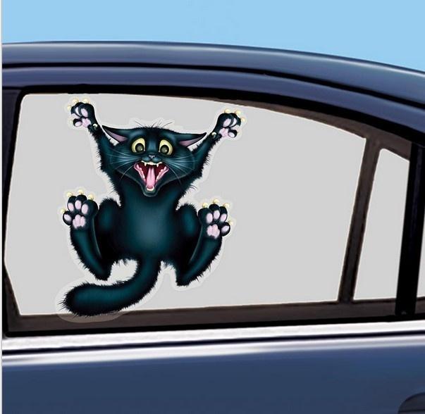 Auto Motorcycle Sticker 3D Crazy Cat Car- styling Car Sticker and Decal Car Window Decor Body Decor