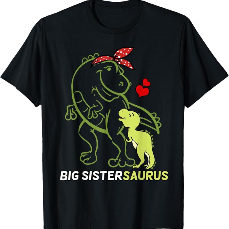Big Sistersaurus Sister Dinosaur Baby Mother_s Day T Shirt - Men s Summer Cotton Graphic Tee S разноцветный