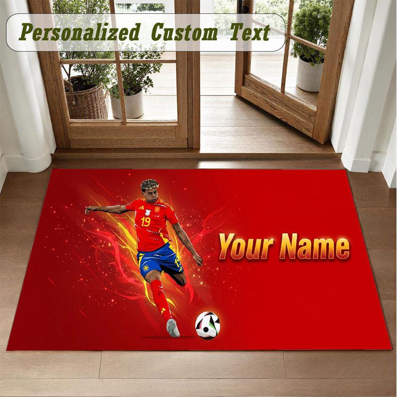 Crystal Velvet Square Rug Custom NameLamine Yamal Pattern Non Slip Home Floor Decor Rug