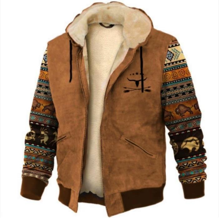 Autumn/Winter Retro Arctic Velvet Hooded Men's Sweatshirt