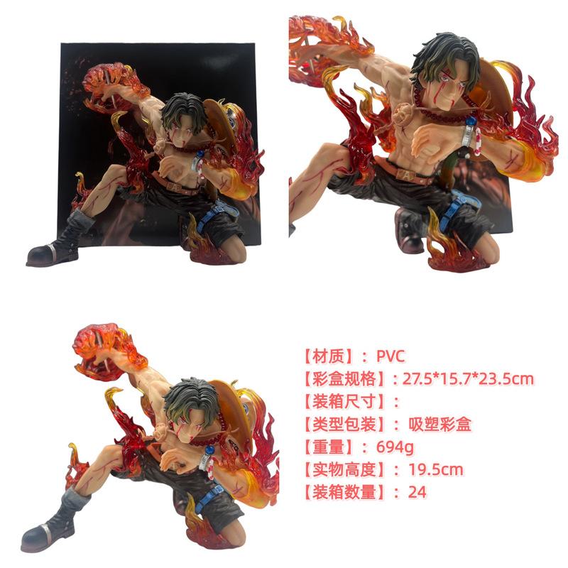 One Piece Portgas D Ace Glowing Action Figure Flame Scene Pvc Collectible Statue Desktop Decoration For Anime Fans Collectors