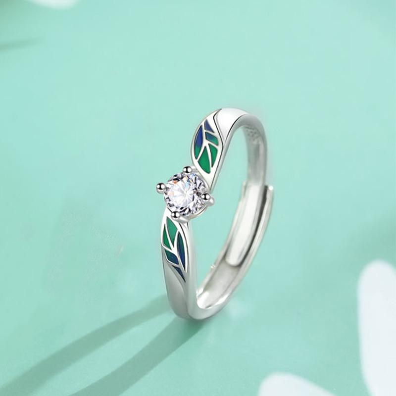 Affectionate Maimai Couple Ring Original Mori Simple Ring Leaf Guochao Jewelry