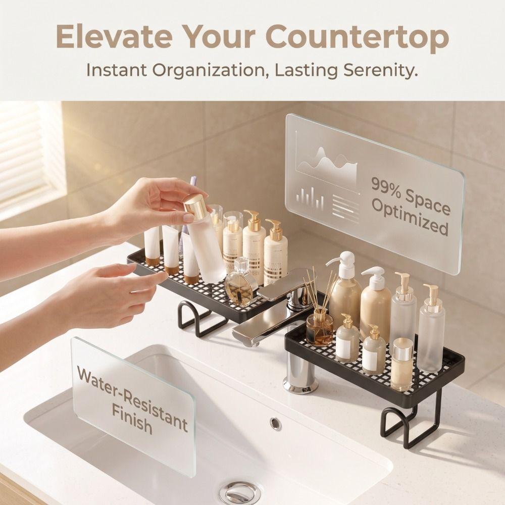Rustproof Bathroom Storage Rack No-Drill Faucet Drain Organizer Sink Drying Rack Washstand