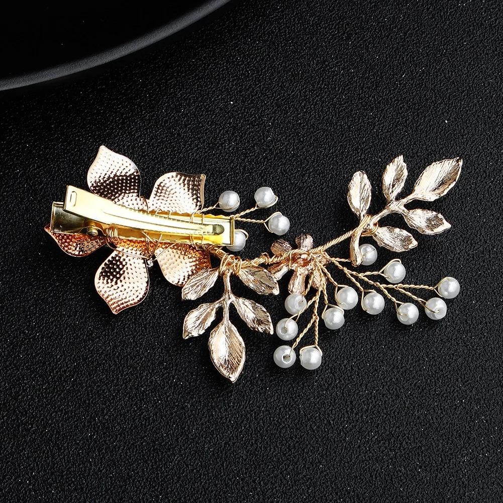Bridal Headdress Handmade Pearl Hair Band Wedding Headwear Flower Pearl Hair Clip Fashion Jewelry Hairpin Headdress Accessories