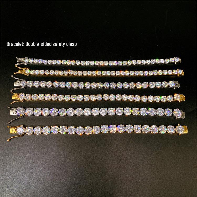 3mm Stainless Steel Tennis Chain with Zircon, Single Row Men's Hip-Hop Jewelry