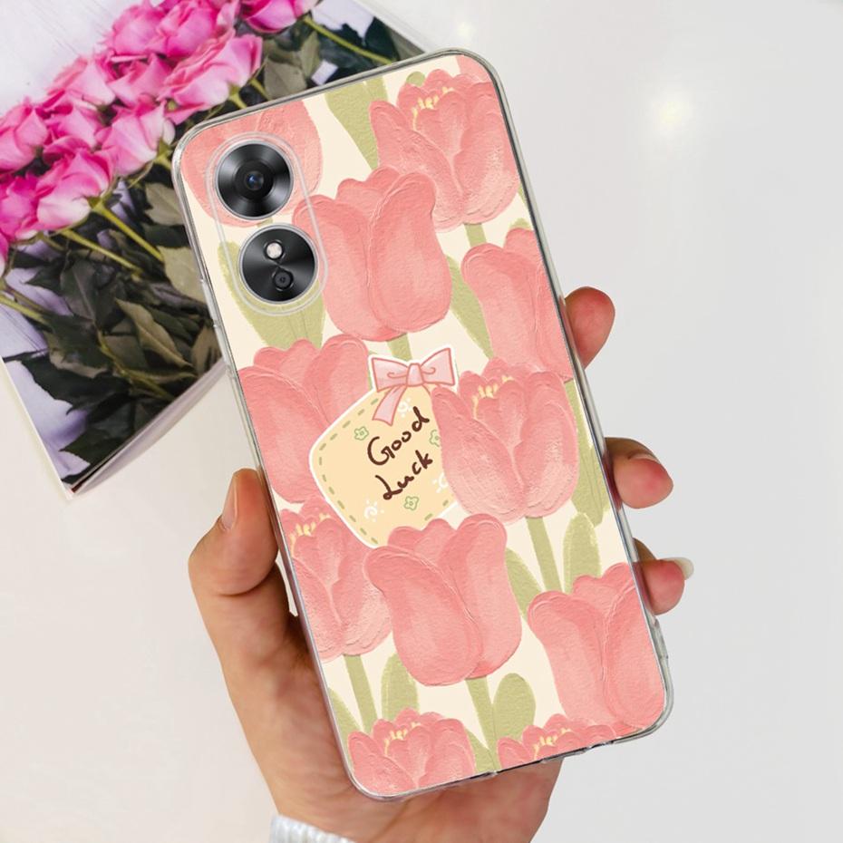 Schöne Hülle mit Aufdruck für OPPO A17 (CPH2477) Weiche Silikon-TPU-Rückabdeckung für Oppo A17 A 17 4G Handyhüllen