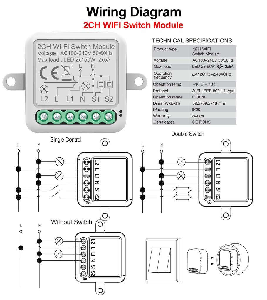 Graffiti WiFi Smart Switch with Alexa and Dual Remote Control Timer
