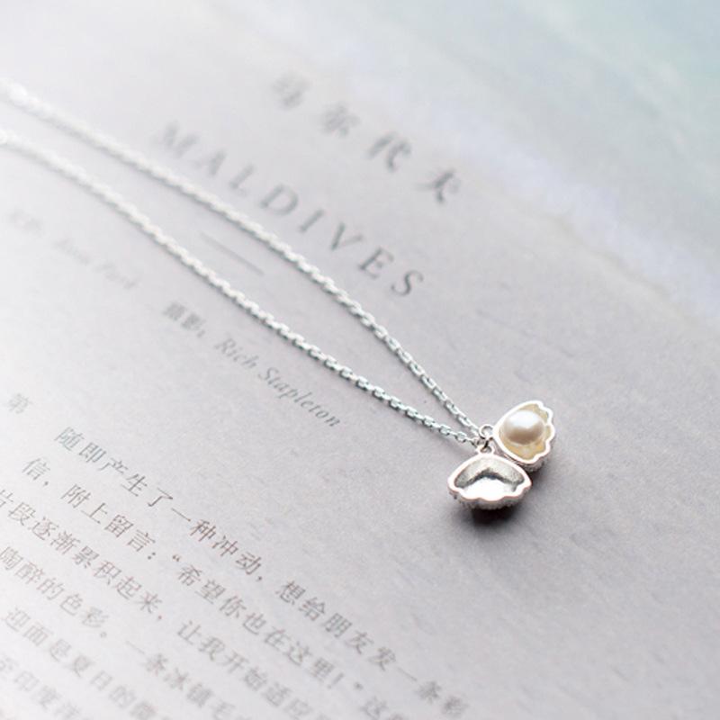Korean Version Shell Necklace Women'S Cute Retro Animal Pearl Pendant Simple Collarbone Chain Jewelry Premium Durable