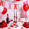 Decorative Ribbon Bow Garland Valentine's Day Bow Garland Banner Pink Ribbon Bows Decoration Wedding Bridal Shower Engagement
