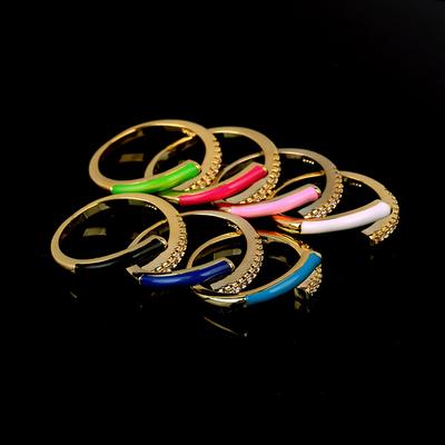 French Enamel Chain Ring Metal Drip Glaze Retro Design Niche Ring Finger